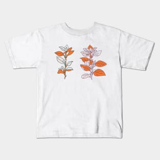 Smart energetic branch of leaves on yellow Kids T-Shirt